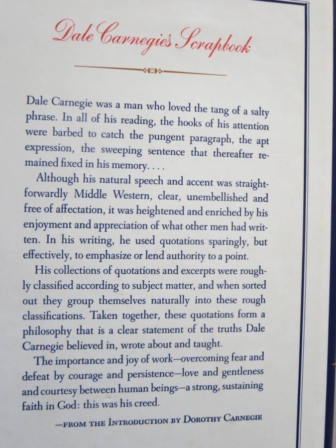 DALE CARNEGIE`S SCRAPBOOK A Treasury of the Wisdom of the Ages  by Dorothy Carnegie