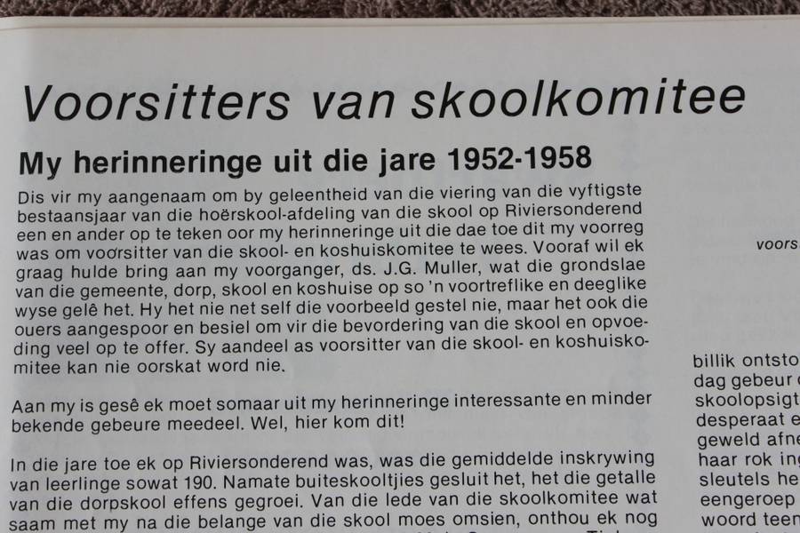 HOËRSKOOL RIVIERSONDEREND. Feesblad 1940-1990.