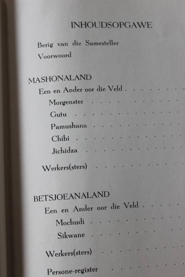 WIE IS WIE IN ONS SENDINGVELDE -  Mashonaland en Betsjoeanaland  Samesteller Ds P.L. Olivier