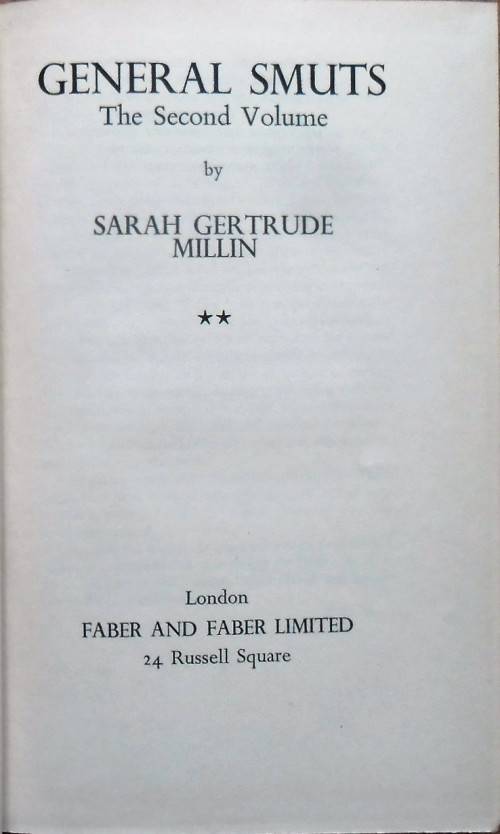 GENERAL SMUTS 1 & 2 by Sarah Gertrude Millin