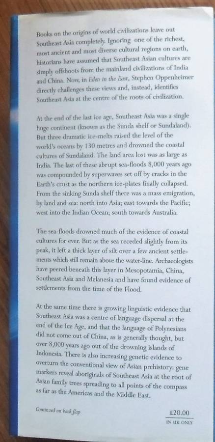 EDEN IN THE EAST The Drowned Continent of Southeast Asia by Stephen OppemheimerR135
