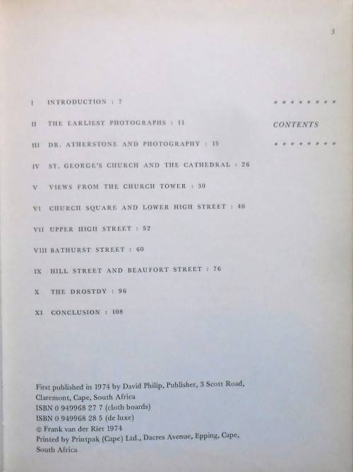 GRAHAMSTOWN IN EARLY PHOTOGRAPHS by Frank van der Riet