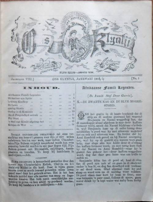 ONS KLYNTJI Enigste Tydskrif in Afrikaans Agste Jaargang 1904