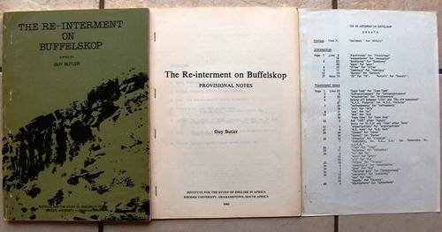 THE RE-INTERMENT ON BUFFELSKOP by Guy Butler (Editor) with N W Visser