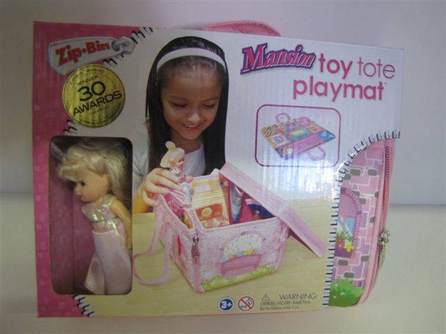Zip Bin Mansion Toy playmat with doll