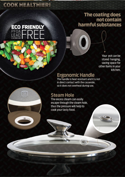 Berlinger Haus 9-Piece Matellic Line Marble Coated Turbo Induction Cookware Set - Carbon