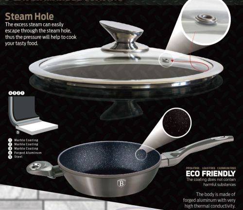 BH-1237 Deep frypan with lid 24 cm, Carbon Metallic Line