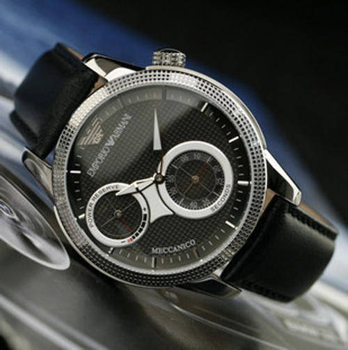 Emporio Armani AR4643 - Mens Meccanico Elegant Leather Strap Watch