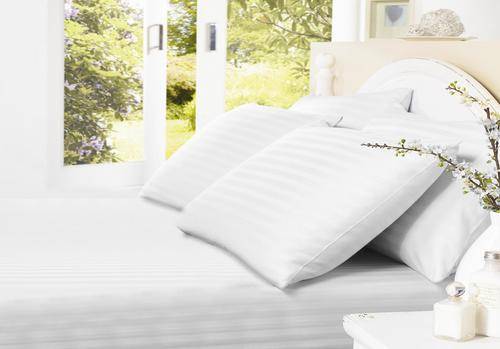 New Arrivals 6 piece Queen SIZE SEXY Striped WHITE SATIN FEEL SHEET SET