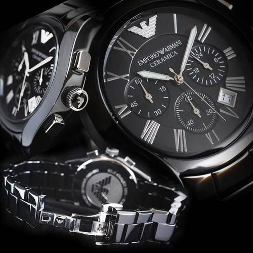 Emporio Armani AR1401 Women's Ceramica Chronograph Black Dial Black Ceramic