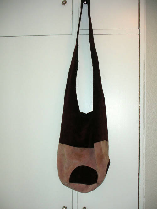 Vintage Burgundy & Dusty Pink Genuine Suede Crossbody Slouch Bag
