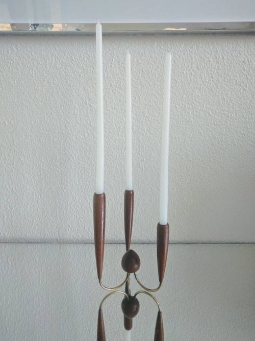 Danish Teak & Brass Candelabra