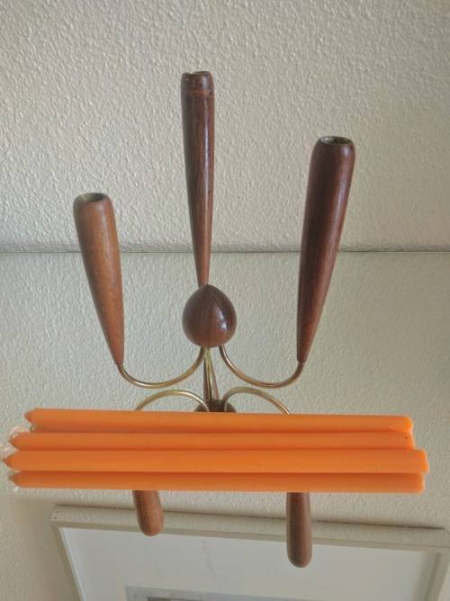 Danish Teak & Brass Candelabra