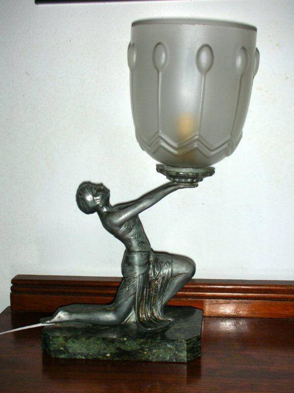Art Deco Spelter Lady Lamp