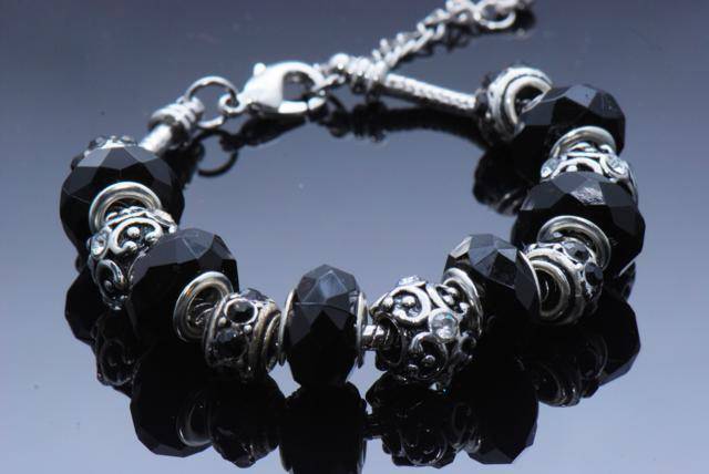 Summer Sale!! Stunning  Bracelet with Black Beads