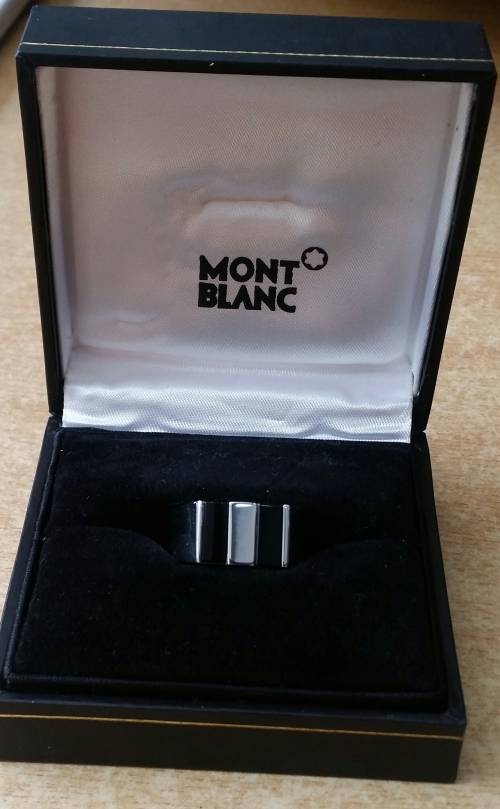 Montblanc Solid Silver with Natural Onyx Ring