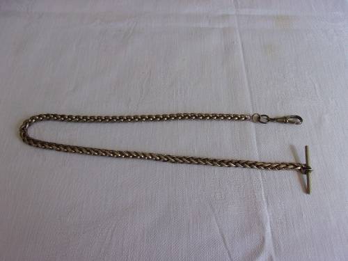 Antique silver plated pocket watch fob snake chain