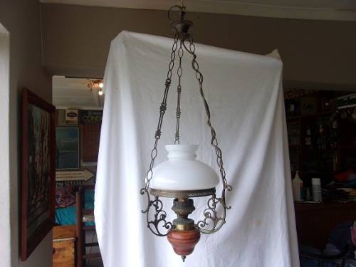 Lovely vintage 1 light chandelier/ hanging light with milk glass shade