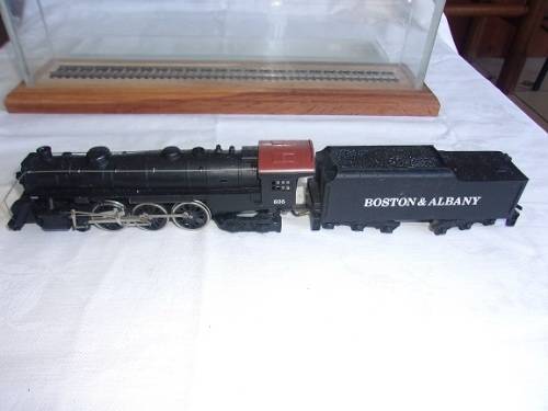 Vintage Mantua Boston & Albany model locomotive & tender in display case