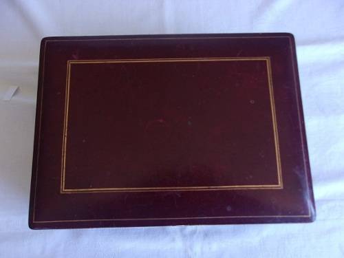 Large vintage burgundy genuine calf leather trinket/ jewellery box