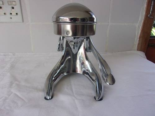 Retro chromed metal mechanical industrial lemon squeezer