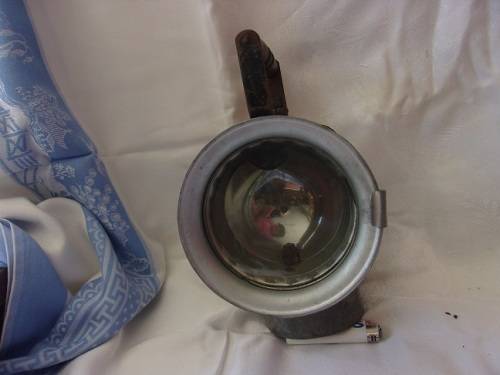 Vintage SA Railways branded carbide lamp with reflector