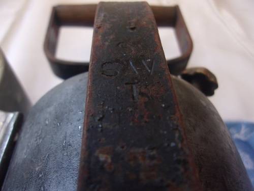 Vintage SA Railways branded carbide lamp with reflector