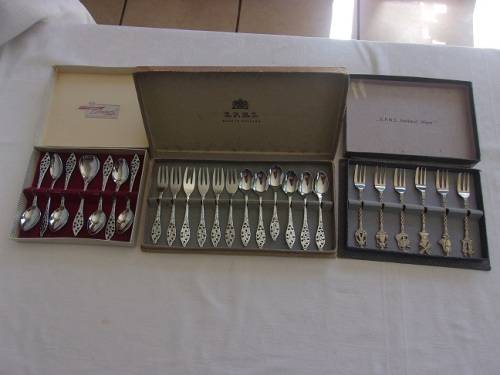 3 Boxed sets of Dutch plated cutlery for 1 bid