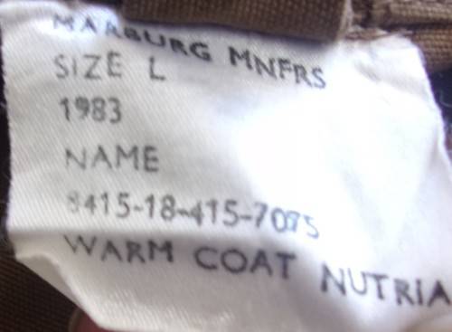Vintage SADF nutria Warm Coat `Aapjas` with inner fleece - Large