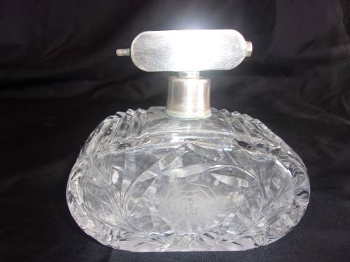2 Large antique cut glass perfume atomisers for 1 bid