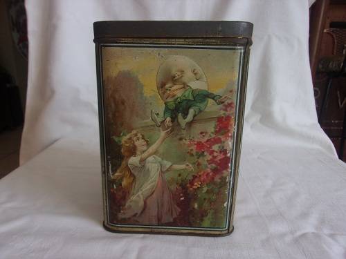 Antique Mazawattee Tea tin - depticting 4 different childrens rhymes and stories