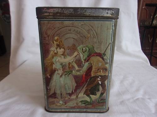 Antique Mazawattee Tea tin - depticting 4 different childrens rhymes and stories