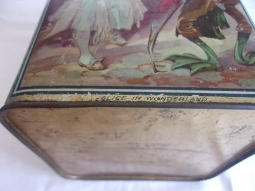 Antique Mazawattee Tea tin - depticting 4 different childrens rhymes and stories
