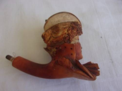 Victorian lady`s head Meerschaum pipe in case - no stem