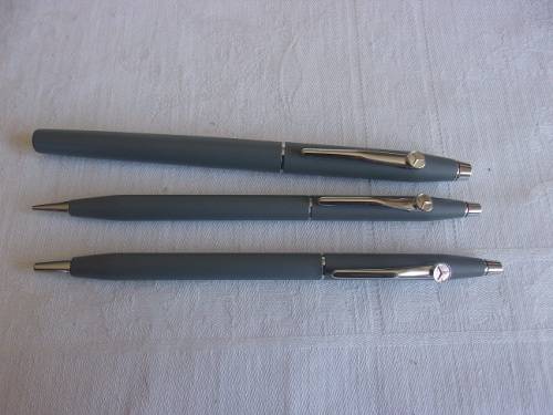Vintage matte grey Cross 3 piece pen & pencil set - Mercedes logo