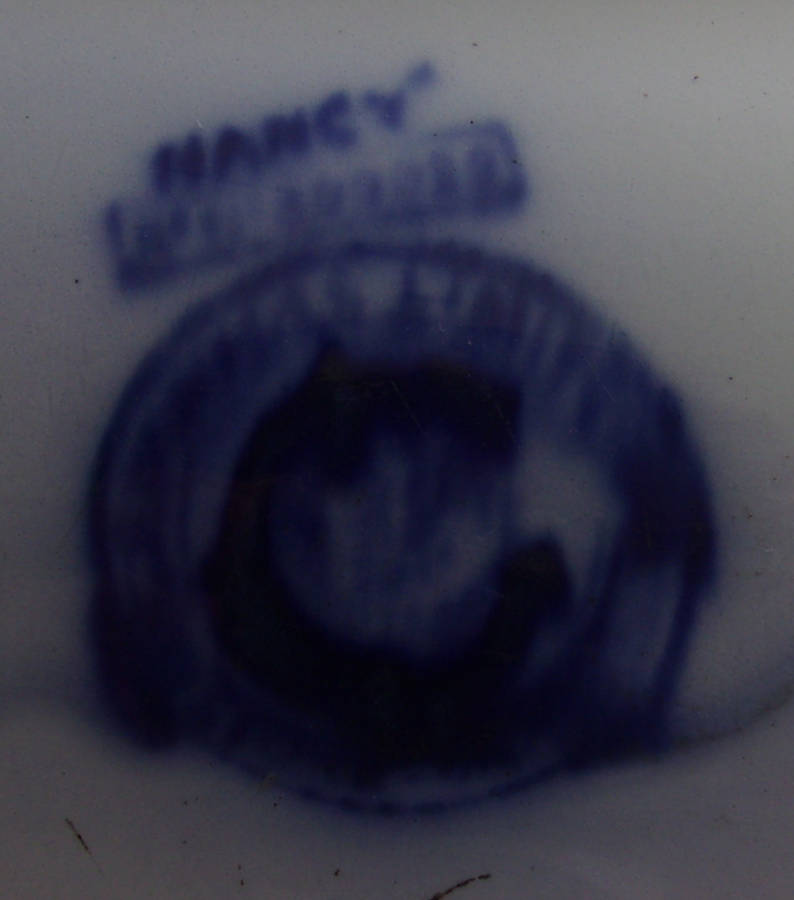 Large antique Grimwades `Nancy` pattern Flow Blue meat platter