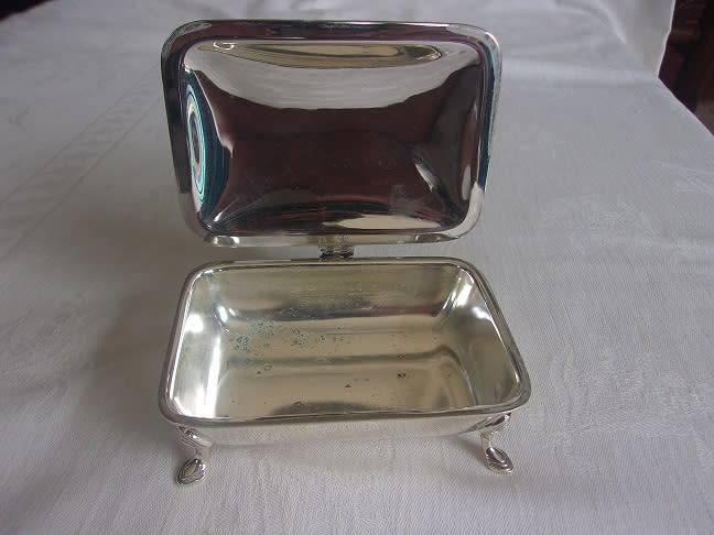 Vintage silver plated silent butler crumb box