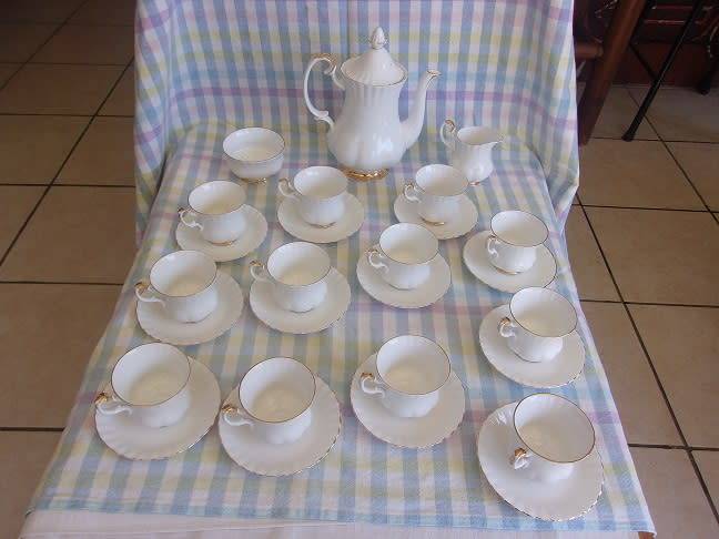 Vintage 28 piece Royal Albert Val D`or coffee set - discontinued