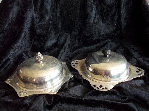 Lot of 2 lovely EPNS butter dishes - 1 bid for both