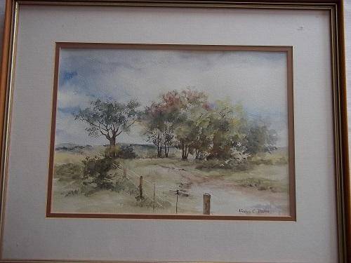 Lovely framed Robyn Vosloo farm scene watercolour