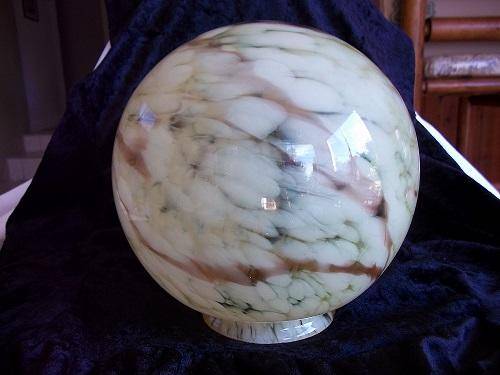 Fabulous vintage Art Deco mottled yellow/brown globe cloud glass lamp/light shade