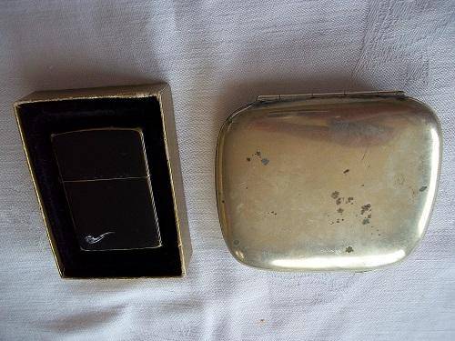 Vintage Zippo lighter & EPNS cheroot case for 1 bid