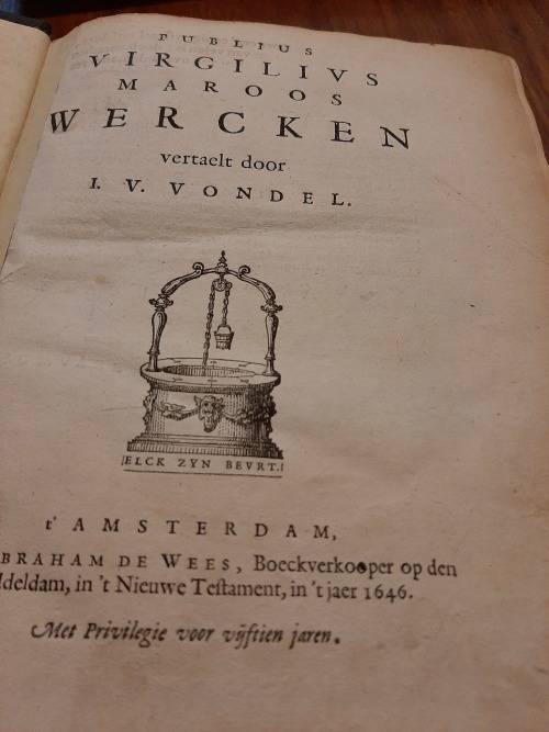 Wercken vertaelt door Vondel   1646 gepubl!!