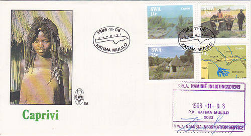 SWA 1986 CAPRIVI STRIP - SIGNED FDC + CONTROL BLOCKS