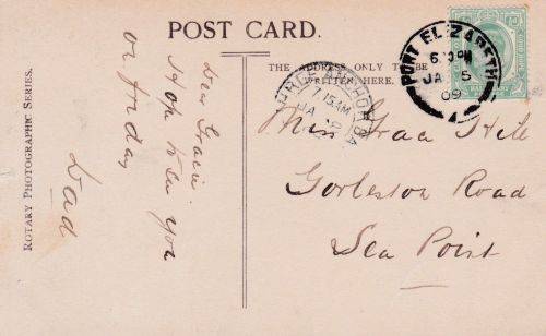 Port Elizabeth South-Africa Picture Postcard used in Cape of Good Hope period