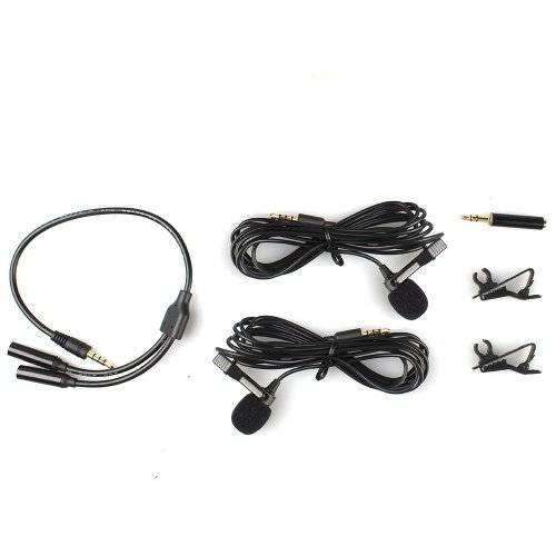 Dual Lavalier Mics-MAONO AU404 Lapel Clip-on Mini Omnidirectional Vocal Condenser Interview Micropho