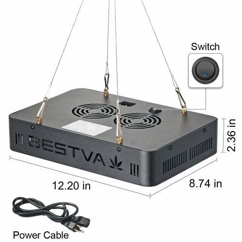 BESTVA 1000W LED Grow Light Full Spectrum Dual-Chip Growing Lamp for Hydroponic Indoor Plants Veg an