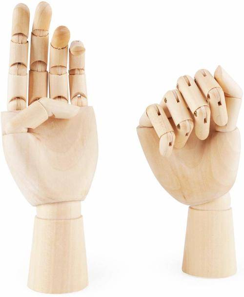 Fashionclubs 7" Wooden Sectioned Opposable Articulated Left/Right Hand Figure Manikin Hand Model