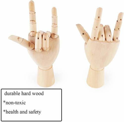 Fashionclubs 7" Wooden Sectioned Opposable Articulated Left/Right Hand Figure Manikin Hand Model