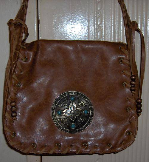 Light Brown Medallion Handbag with Tassels